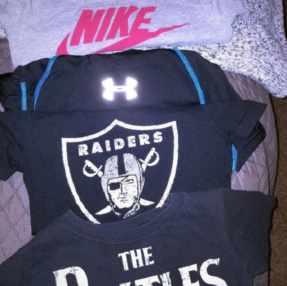Nike, UA, Raiders and The Beatles t shirt